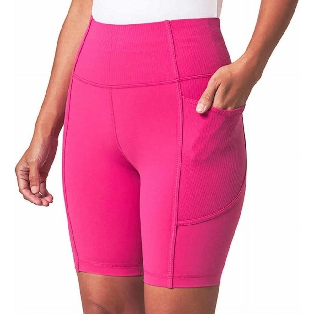 Mondetta Performance + Luxury Women's High Waist Biker Short Pink Small